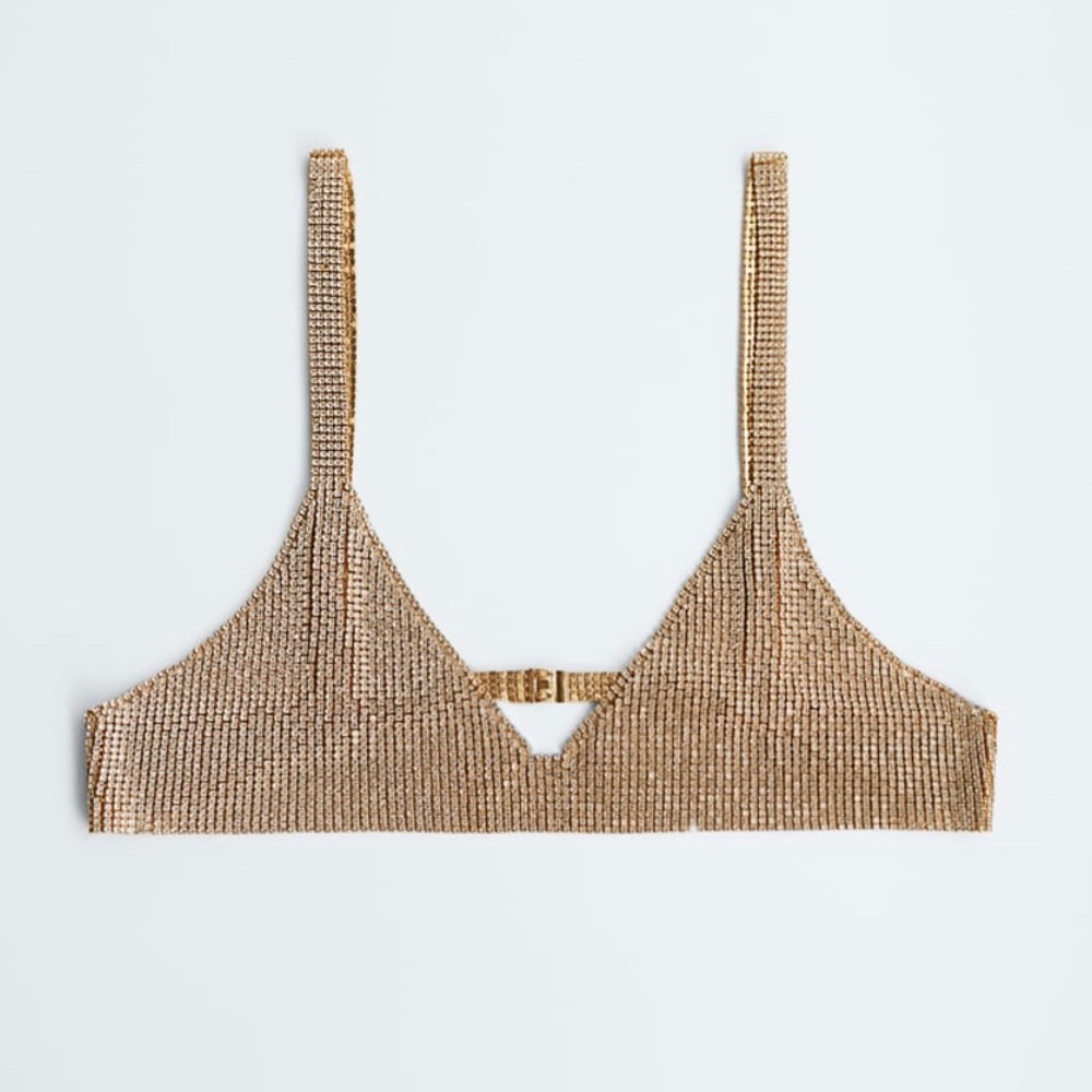 NWT Zara Golden Rhinestone bralet LIMITED EDITION